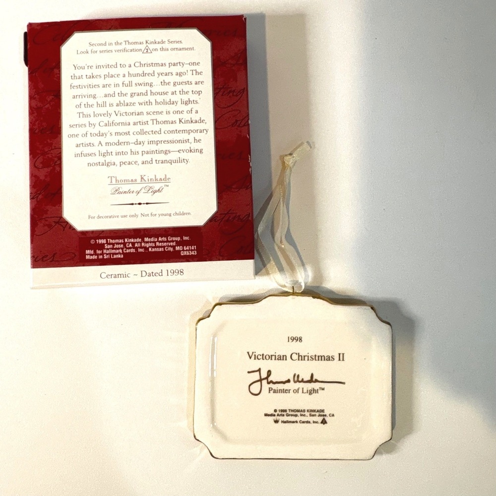 Hallmark Keepsake 1998 Thomas Kinkade Victorian Christmas II Ceramic Ornament - Picture 4 of 4